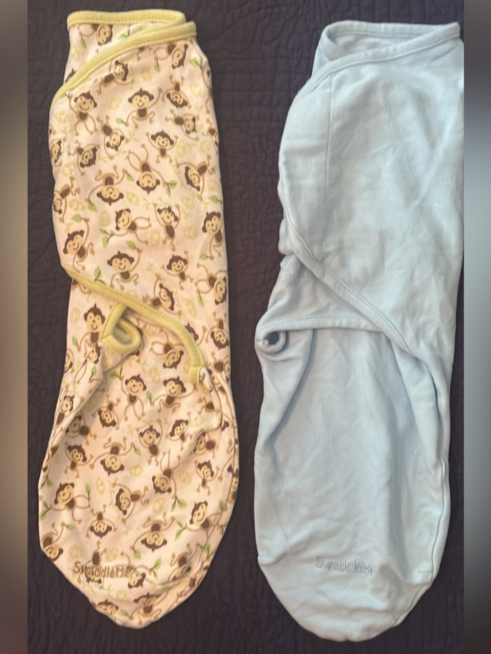 SwaddleMe Wraps Yellow Monkey Print & Light Blue